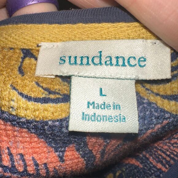 Sundance purple floral waffle L whimsical long sleeve shirt - Picture 4 of 4